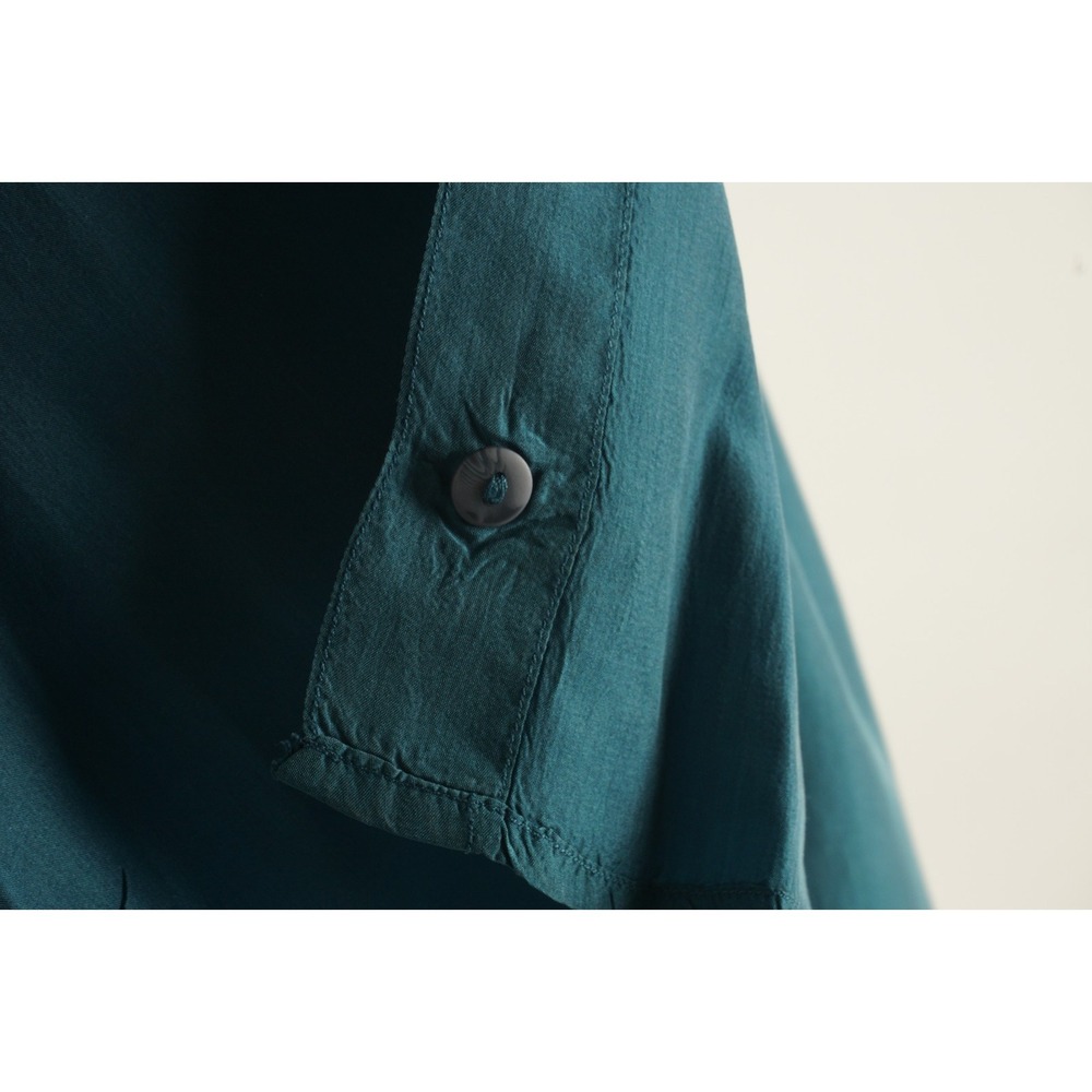 Vintage On the Brink Silk Whipstitch Accent Camp Shirt Men's XL Oversized Blue - Picture 7 of 15